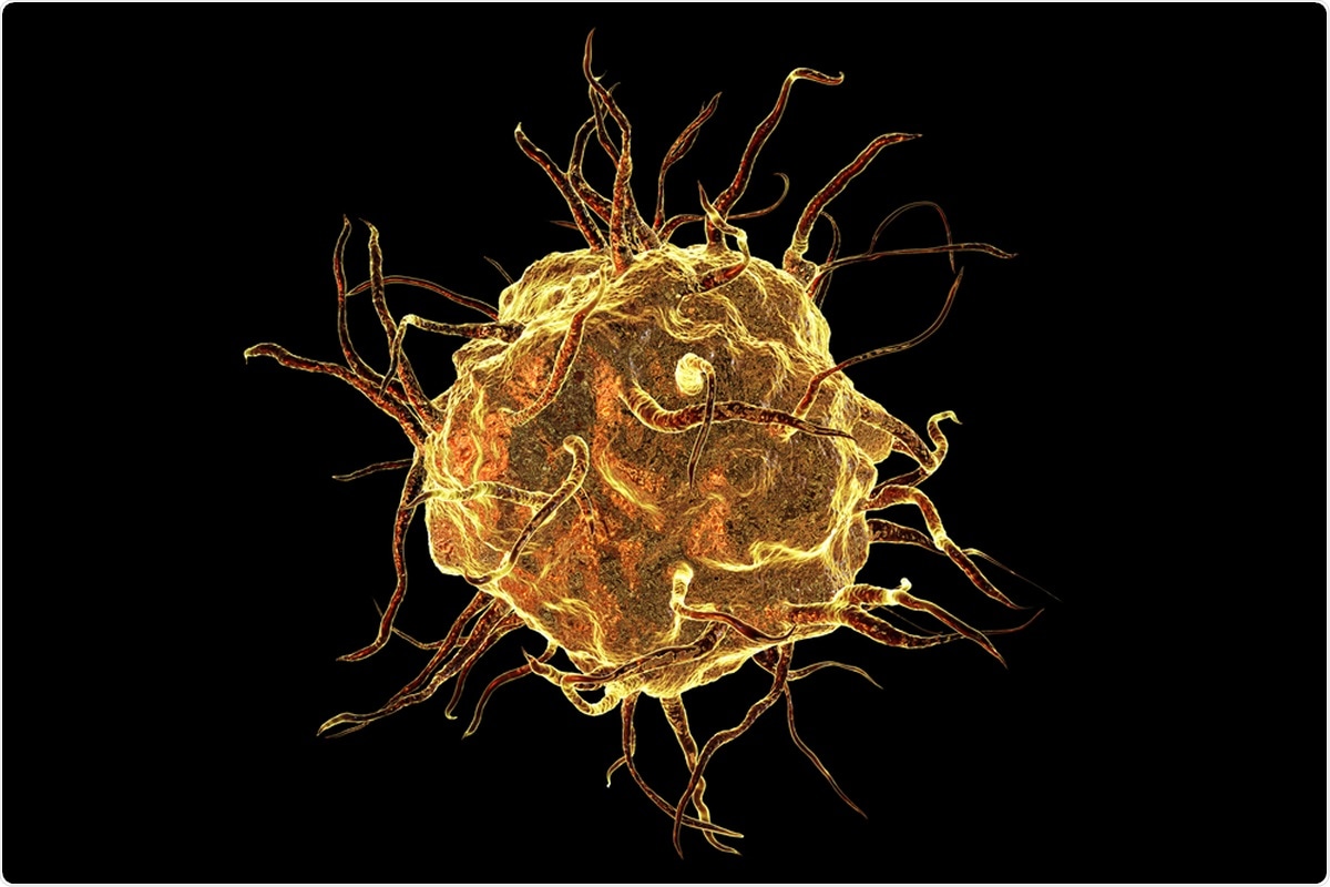 Cellule de macrophage isolée sur fond noir, monocyte, vue rapprochée de la cellule immunitaire, illustration 3D. Crédit d'image: Kateryna Kon / Shutterstock