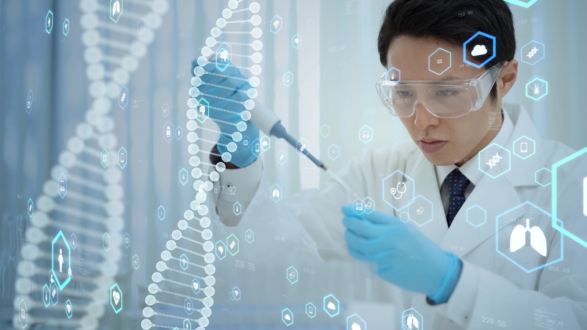 Scientist pipetting in a laboratory