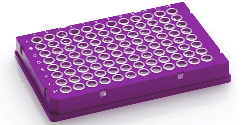 Colored 96-well skirted PCR plates