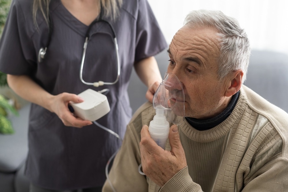 Asthma COPD Breath Nebulizer And Mask Given By Doctor Or Nurse.