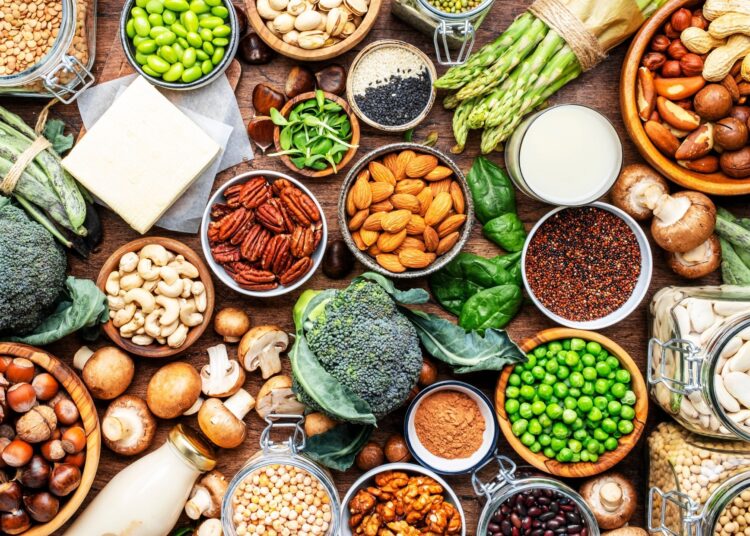 Vegan protein food background.