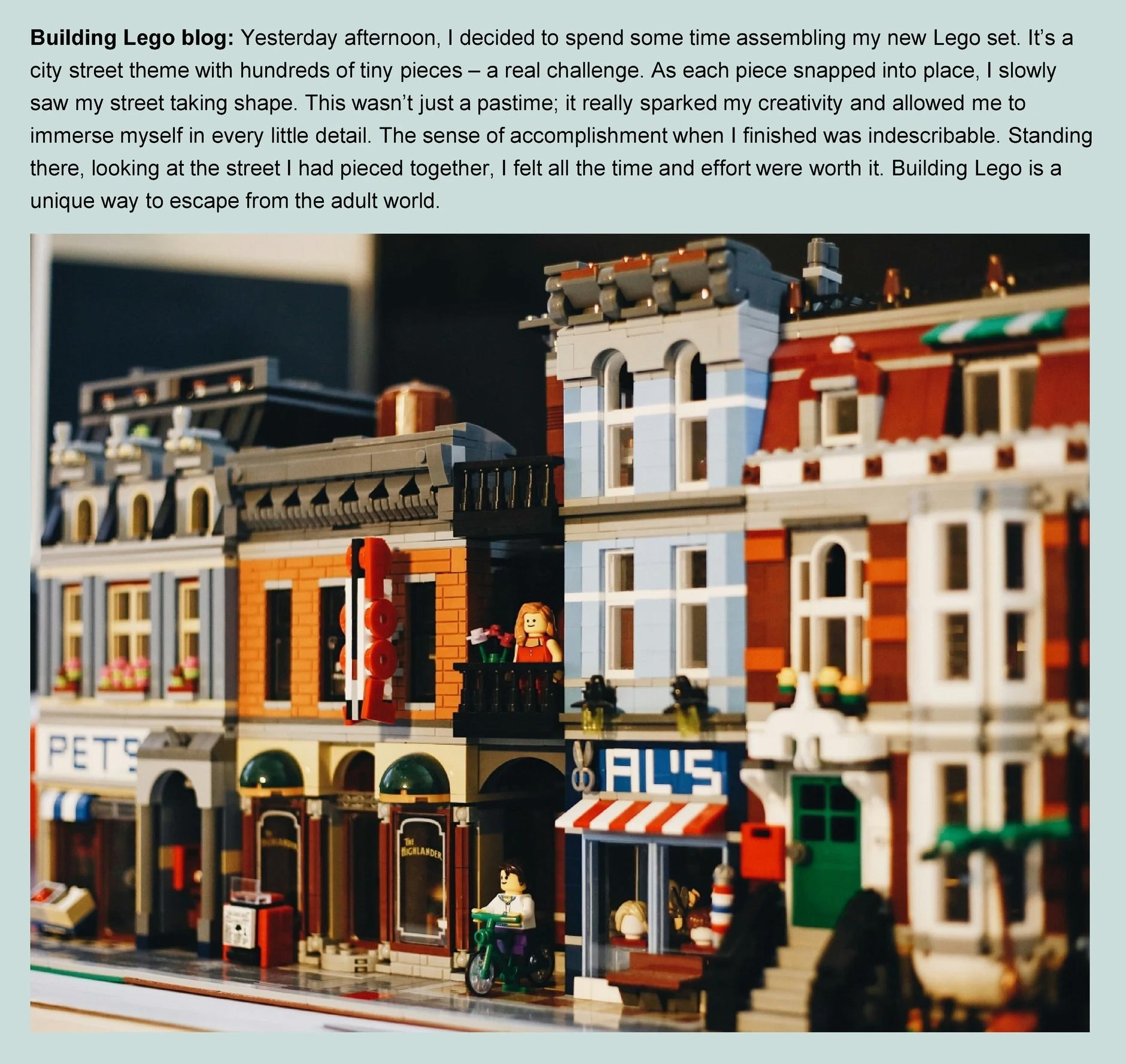 Un exemple montrant le blog Lego Building avec son image correspondante. D'alphacolor (2017). (Mode d'échelle de construction blanc et multicolore). Non. https://unsplash.com/photos/ipmwlgixzcw.