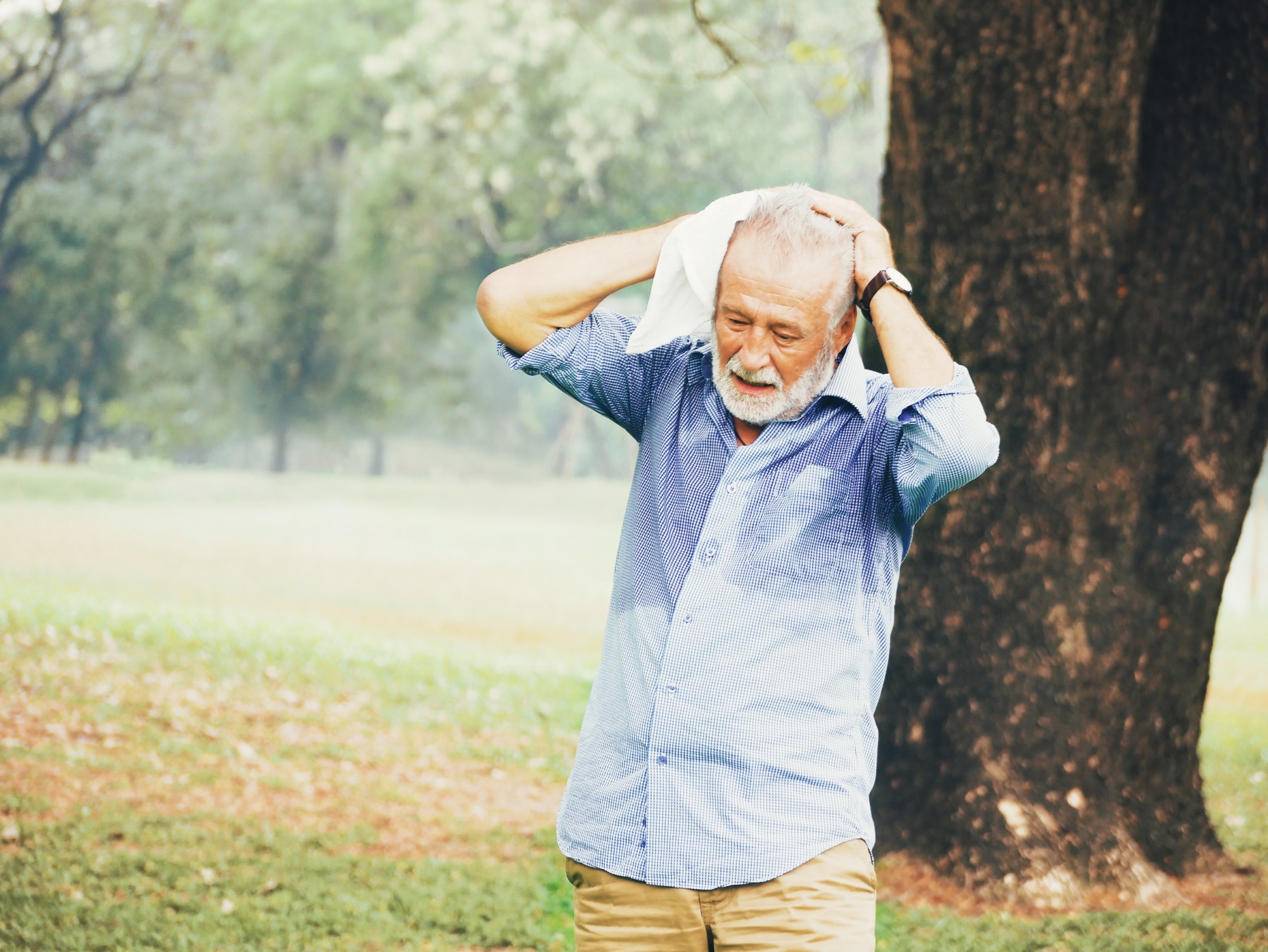 The elderly with hot air