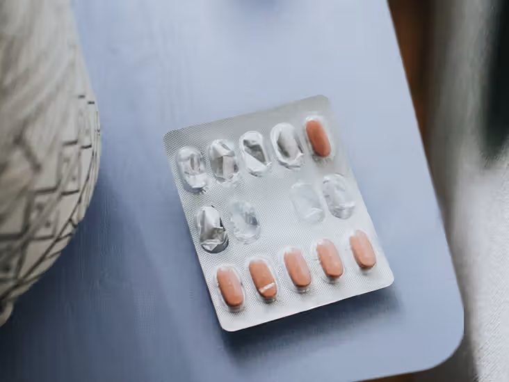 A half empty blister pack of beta blockers on a table