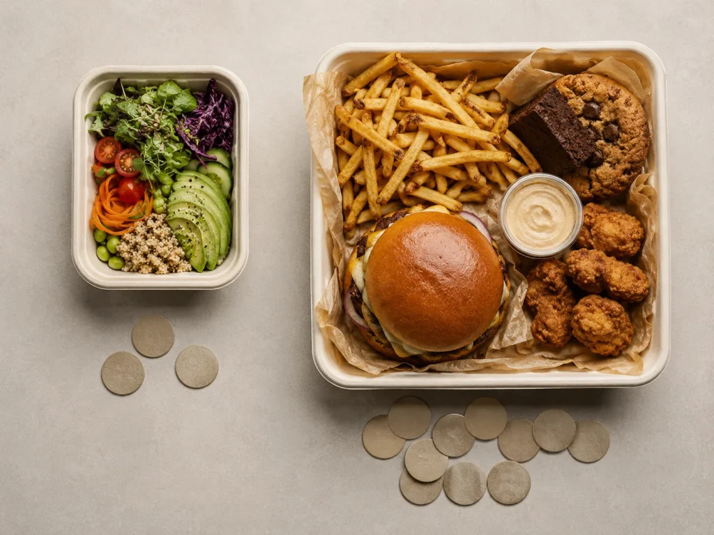 Les repas faibles en calories semblent moins chers, mais il y a un problème avec le prix